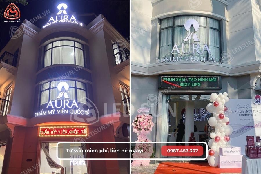 Mẫu bảng hiệu thẩm mỹ viện Aura