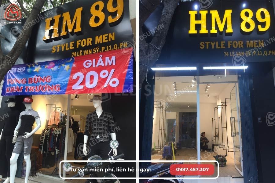 bảng hiệu shop quần áo nam
