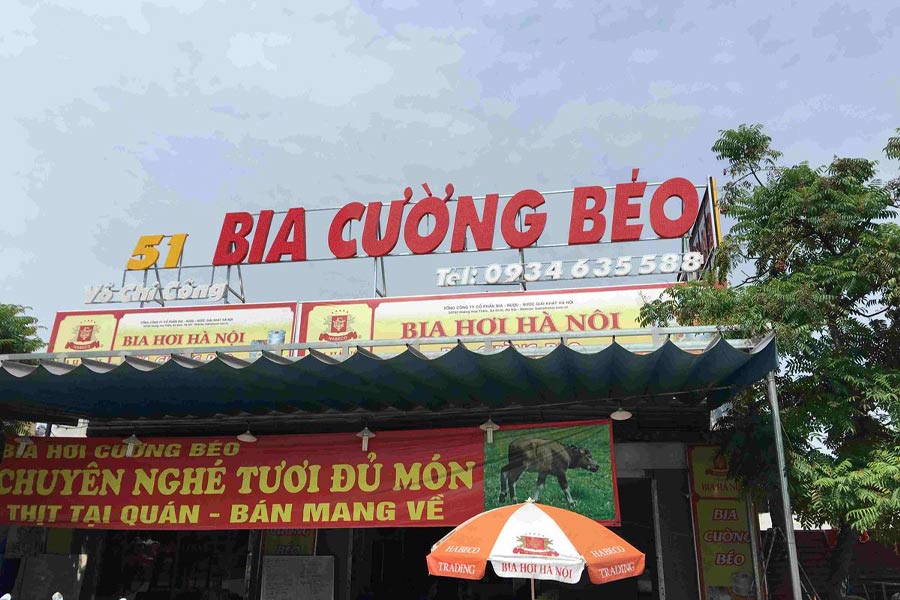bảng hiệu quán nhậu bia cường béo